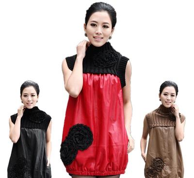 高品质时尚之选 批发真皮皮裙连衣裙拼接优质进口绵羊皮